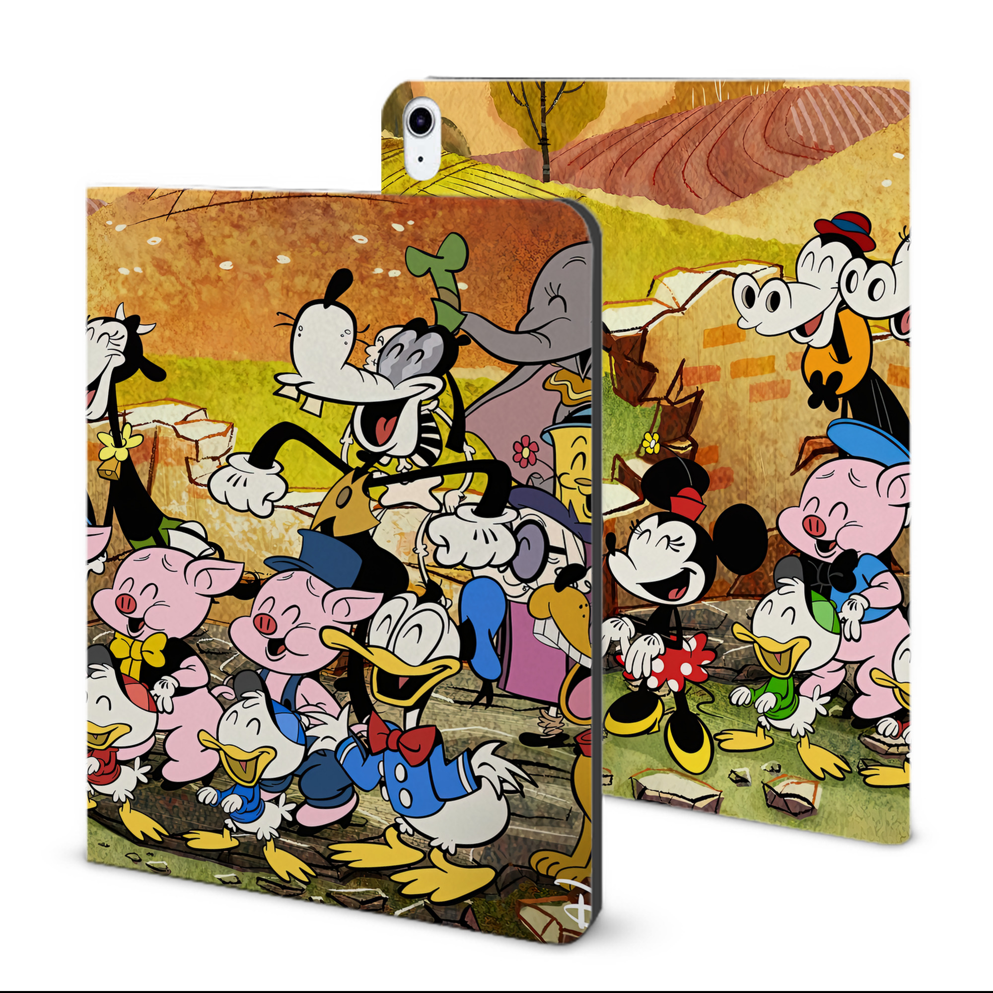 （画像用） ミッキーマウス Mickey Mouse IPad ケース ブック型 PUレザー TPU 耐衝撃 軽量 薄型 ペン収納なし 全面保護 IPad 各モデル対応